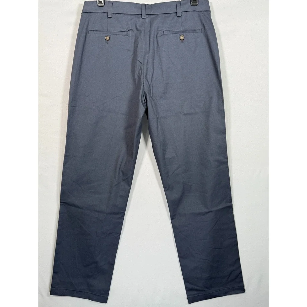 NWT George Men Flat‎ Front Wrinkle Resistant 36x32 Regular Fit Navy Blue Stretch